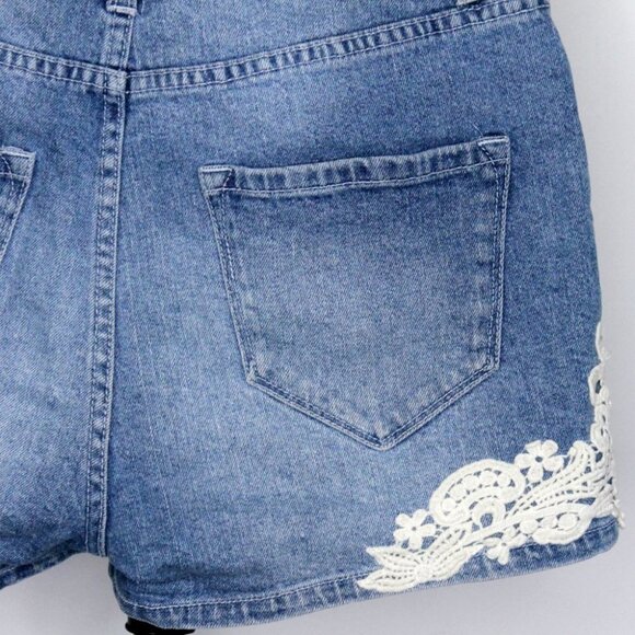 BDG High Rise Erin 5 Pocket Shortie Light Blue Denim Shorts Size 27w - Picture 8 of 14